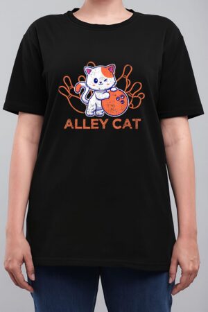 Alley Cat Bowling Team Humor Funny Bowler Cats Vintage Women T-Shirt