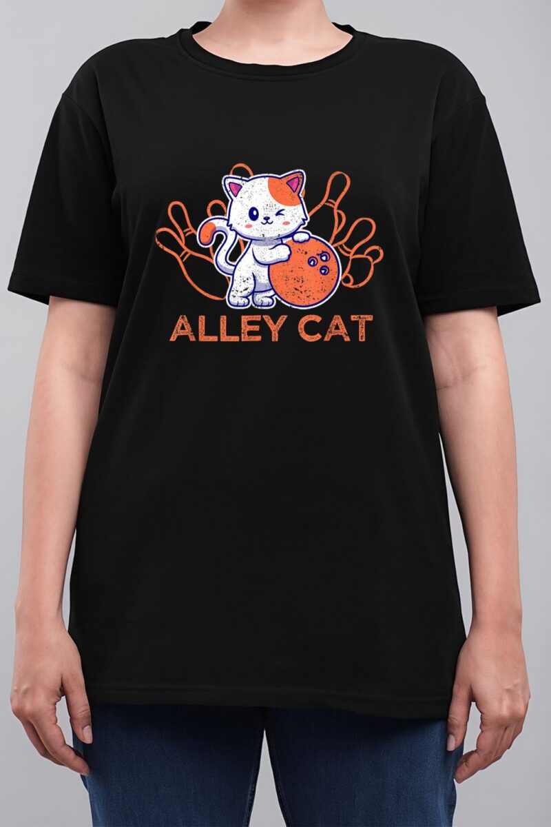 Alley Cat Bowling Team Humor Funny Bowler Cats Vintage Women T-Shirt