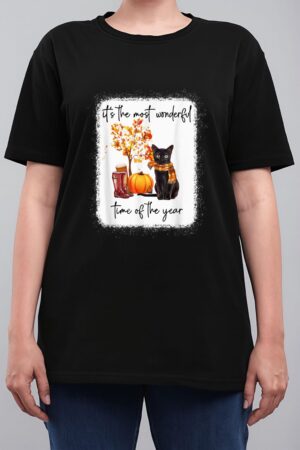 Black Cat Fall Itu2018s The Most Wonderful Time Of The Year Women T-Shirt