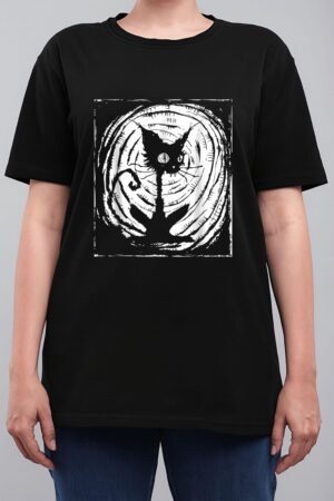 Black Cat Lazy Halloween Costume Scary Creepy Women T-Shirt