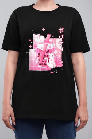 Cat Boba Tea Bubble Tea Anime Cats Lover Kawaii Gifts Women T-Shirt