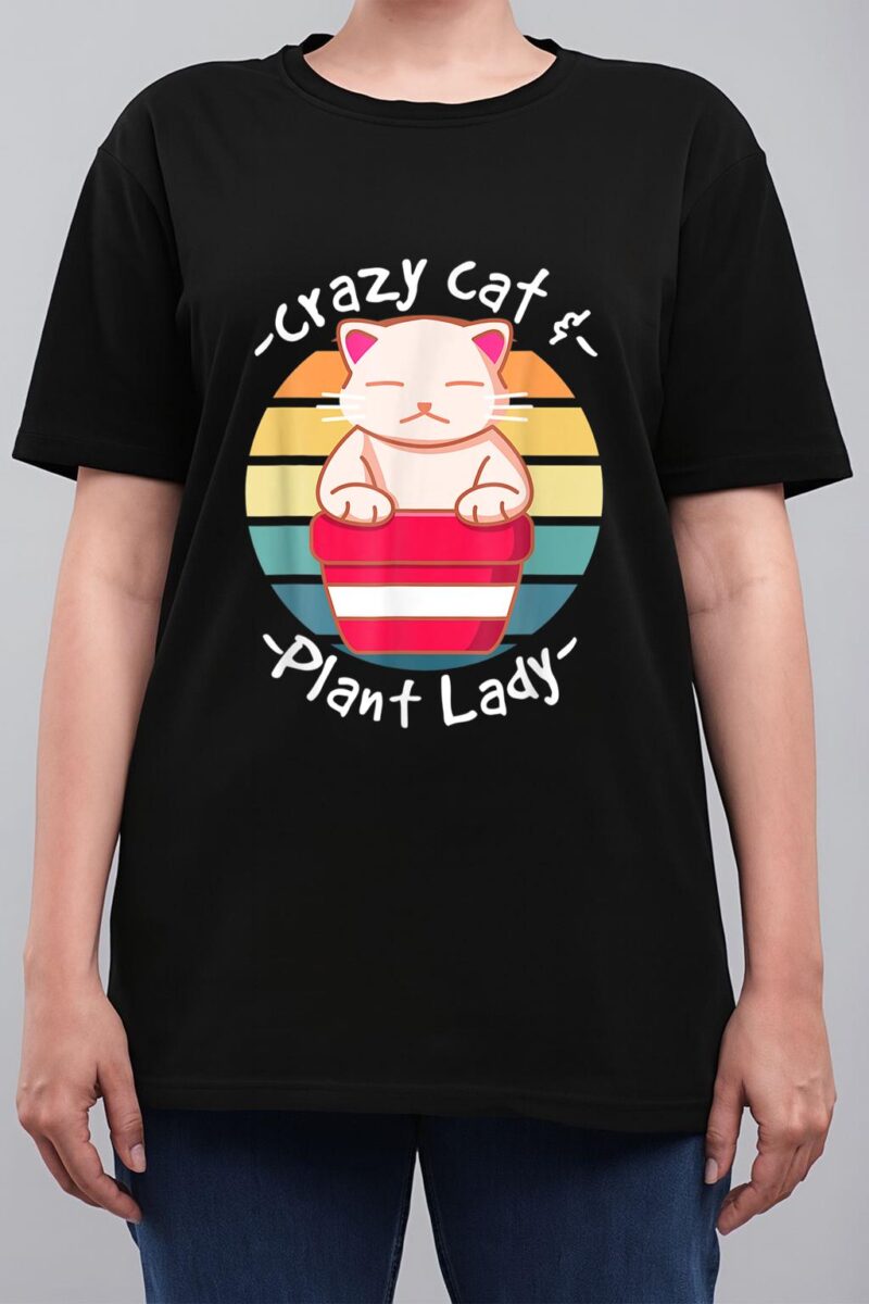 Cat Cactus Succulent Crazy Cat Lady Gardening Women T-Shirt