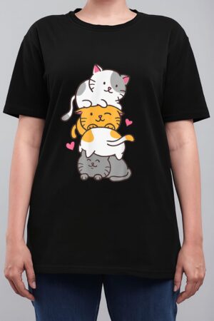 Cat Cats Cute Kitty Pile Anime Kawaii Neko Gift Women T-Shirt