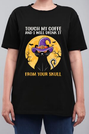 Cat Funny Ouch My Coffee And I Will Drink It From Your Skul Women T-Shirt
