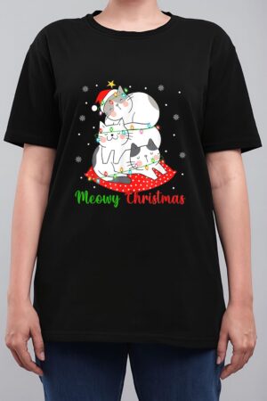 Cat Xmas Ree Lights Santa Cat Christmas Women T-Shirt