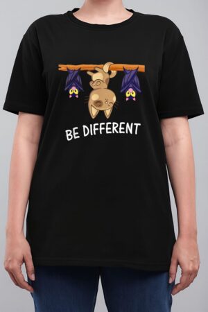 Cat with Bats Be different Funny Cat Lover Women T-Shirt