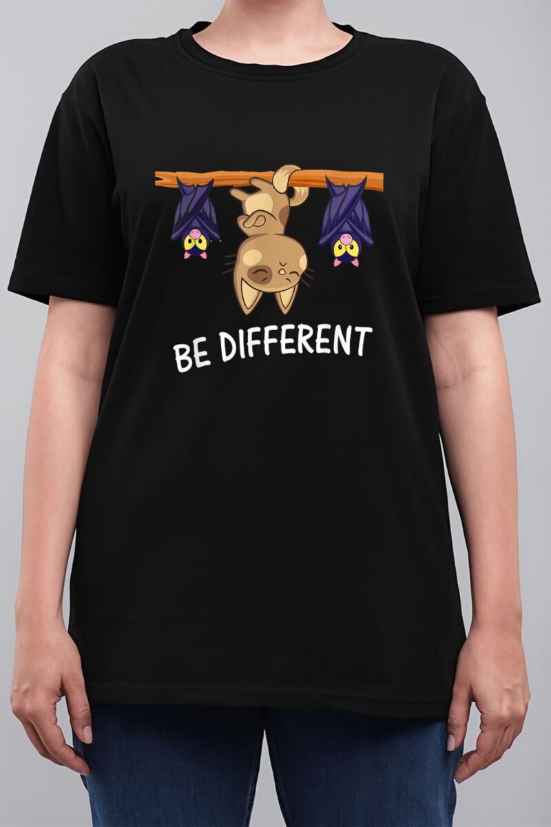 Cat with Bats Be different Funny Cat Lover Women T-Shirt