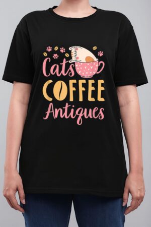 Cats Coffee Antiques Cat Lover Antiquing Women T-Shirt