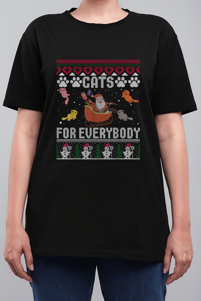 Cats For Everybody Christmas Cute Cat Lover Women T-Shirt