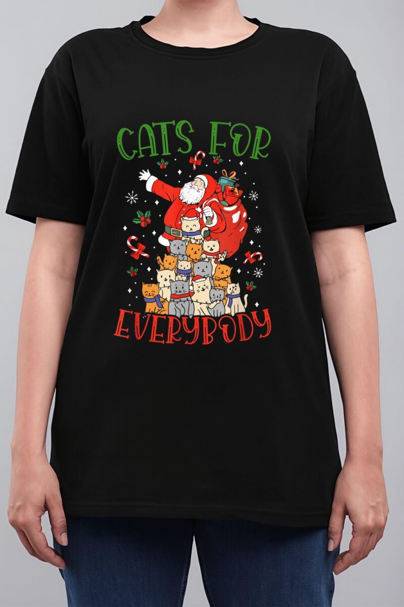 Cats For Everybody Ugly Christmas Cat Funny Xmas Women T-Shirt