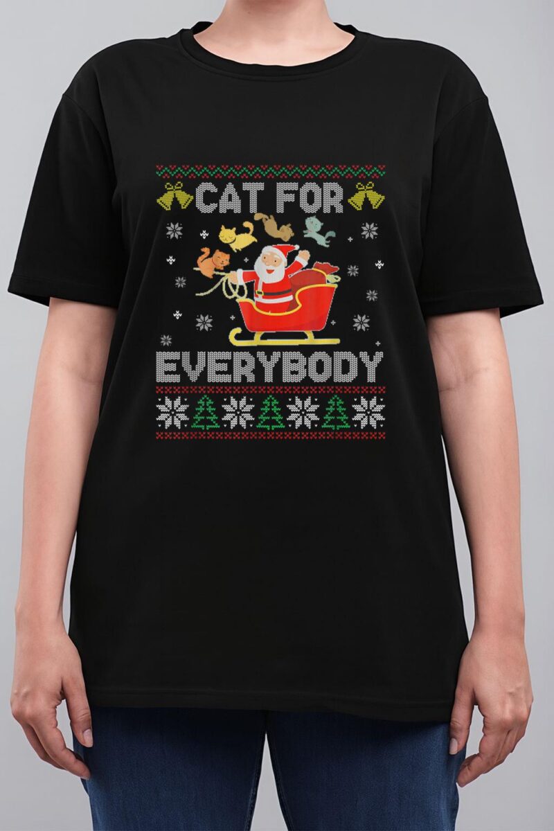 Cats For Everybody Ugly Sweater Christmas Santa Cat Lovers Women T-Shirt