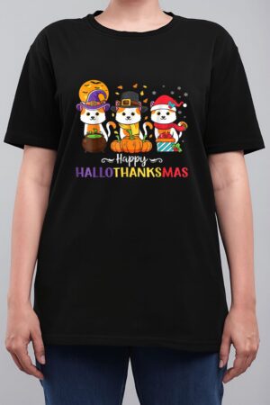 Cats Happy HalloThanksMas Women T-Shirt