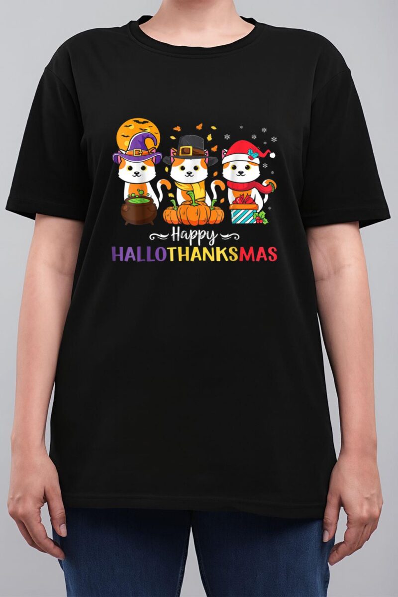 Cats Happy HalloThanksMas Women T-Shirt