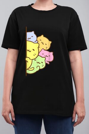 Cats Meowtain Cute Kitty Pile Anime Kawaii Gay Pride Women T-Shirt