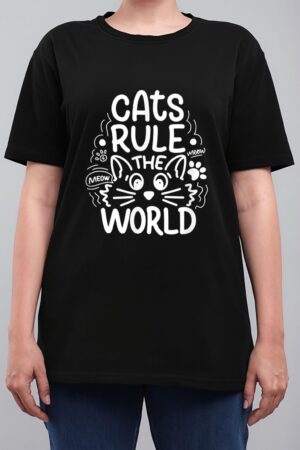 Cats Rule He World Funny Cat Lovers Women T-Shirt