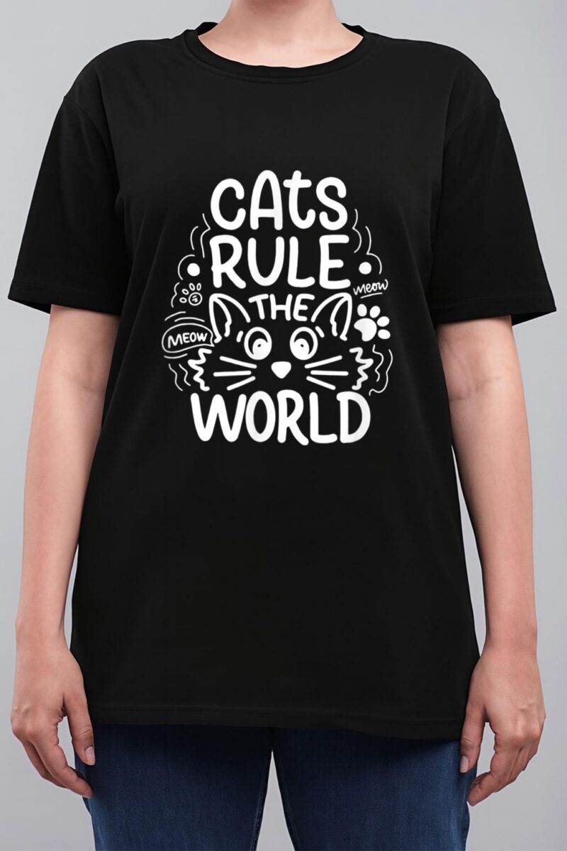 Cats Rule He World Funny Cat Lovers Women T-Shirt