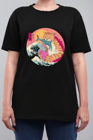 Catzilla Vintage Cute Cat Art Japanese Cat Lover For Girls Women T-Shirt