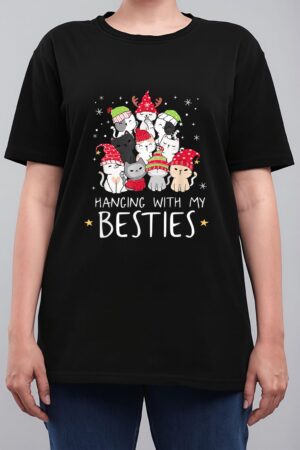 Christmas Cat Lover Christmas Tree Kawaii Cat Bestie Women T-Shirt