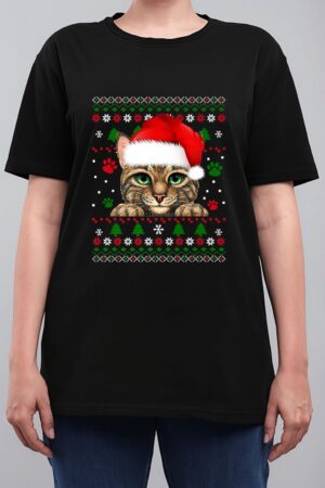Christmas Cat Santa Hat Merry Catmas Ugly Christmas Sweater Premium Women T-Shirt