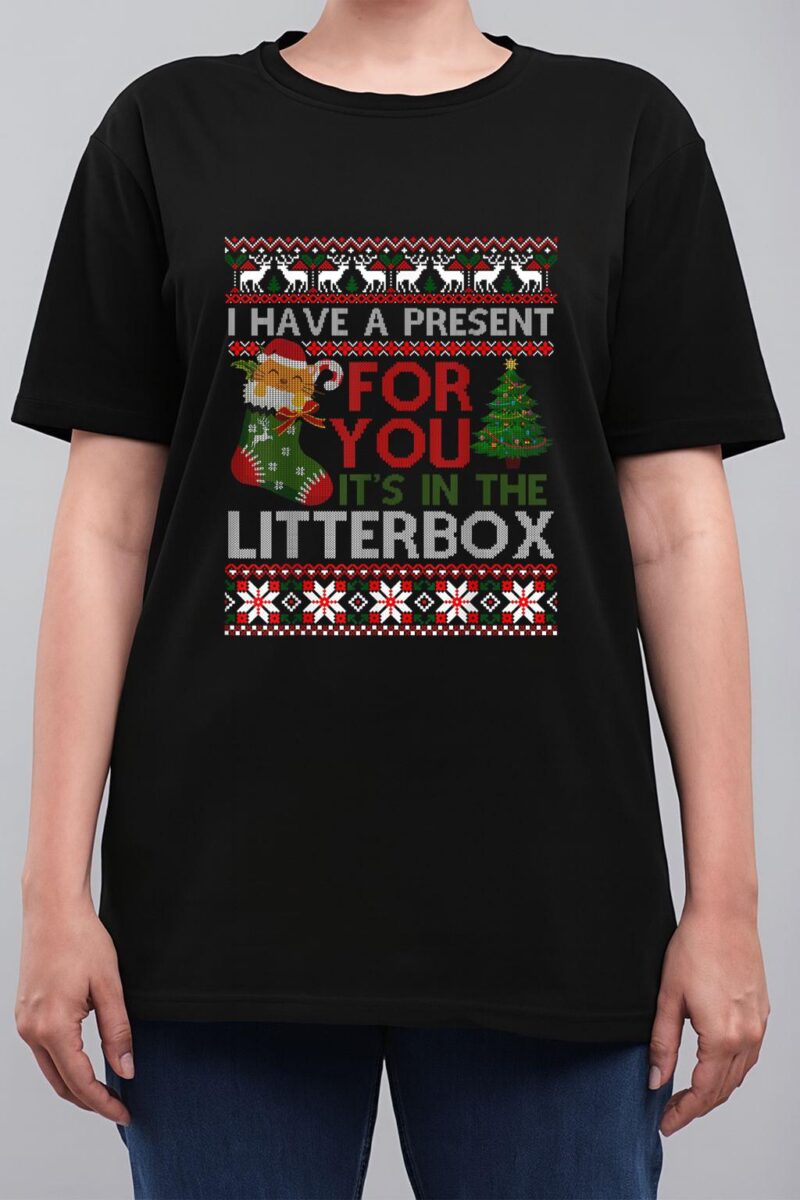 Christmas Cat Shirt - Have A Present For You Ugly Sweater Women T-Shirt