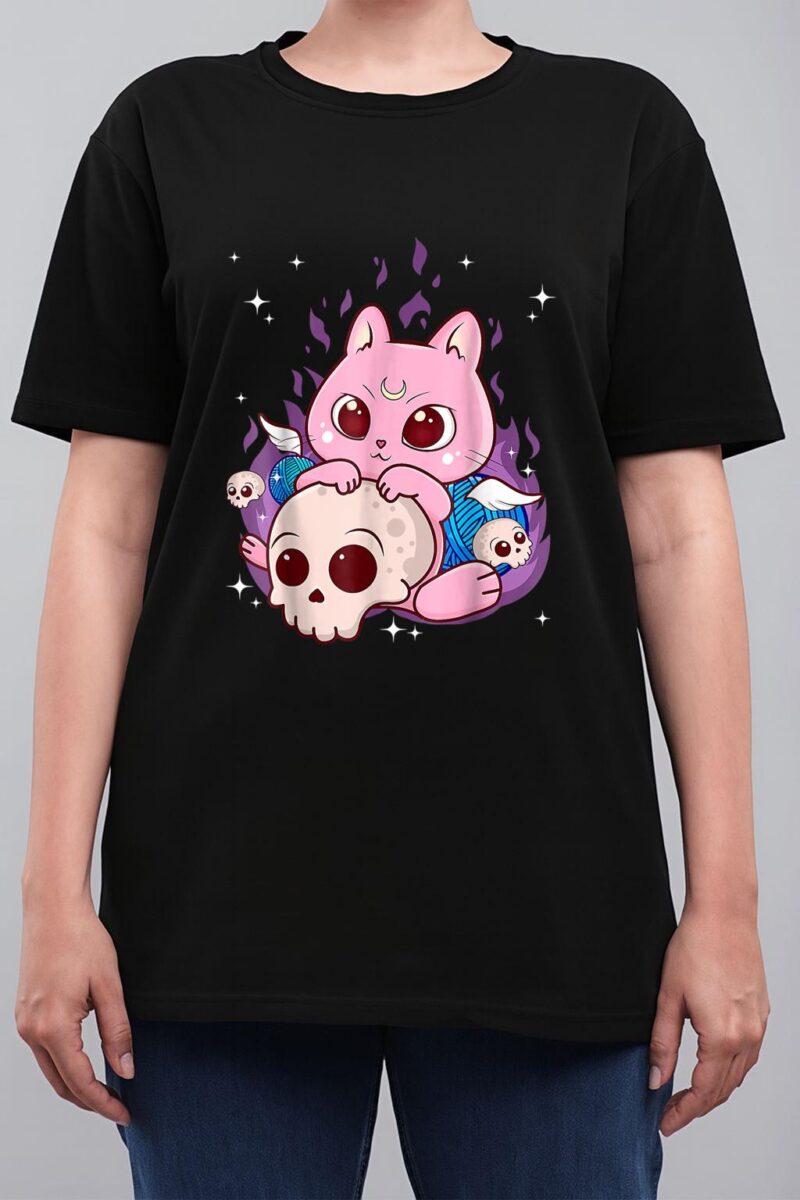 Cute Anime Kawaii Cat Aesthetic Kawaii Pastel Goth Halloween Women T-Shirt