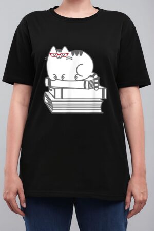 Cute Book Nerd Cat  - Funny Nerdy Kitten Women T-Shirt