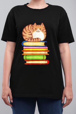 Cute Cat Books Graphic Women S Book Lovers Eacher Women T-Shirt