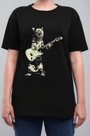 Cute Cat Playing Guitar Women T-Shirt