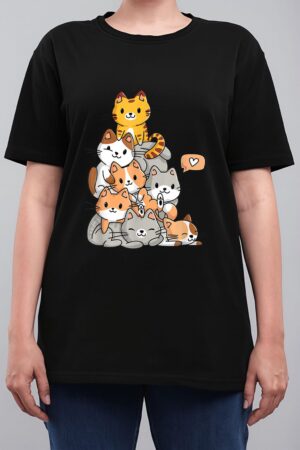 Cute Kawaii Cat Kitty Meowtain Cats Pile Chibi Women Girls Women T-Shirt