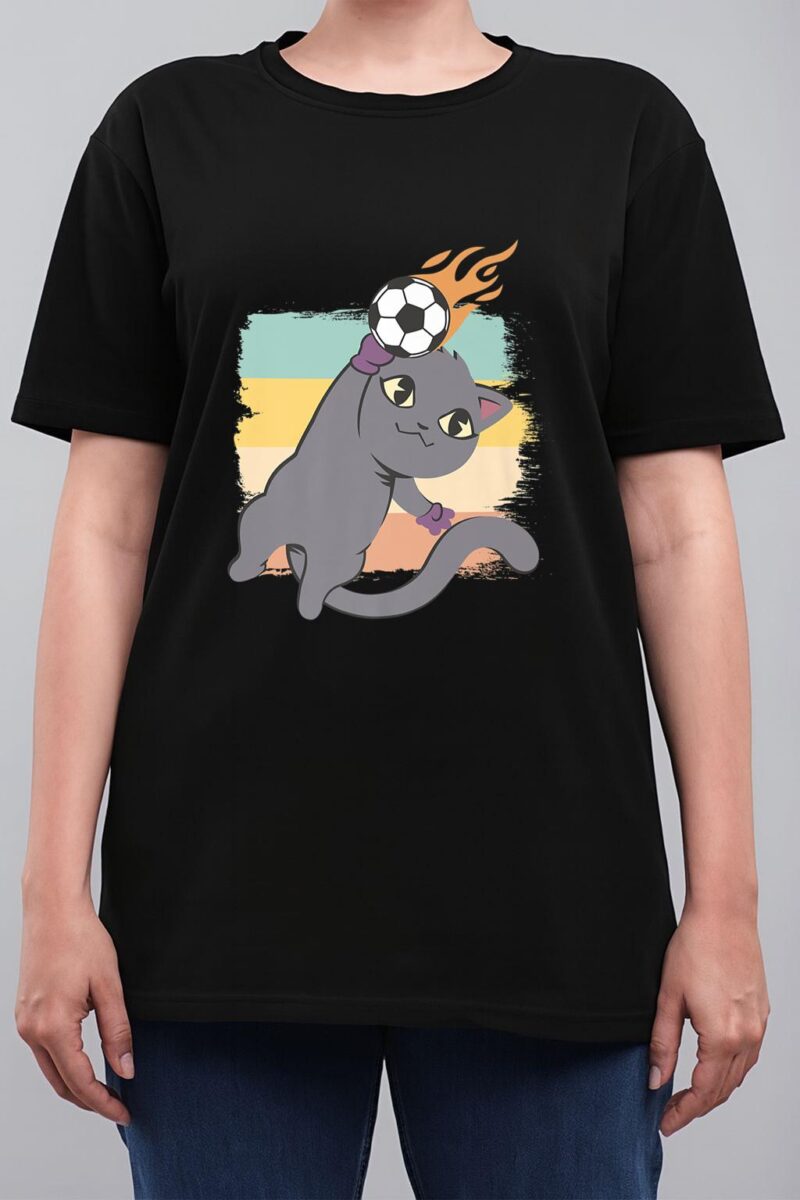 Cute Kawaii Football Soccer Player Funny Goalkeeper Best Cat Women T-Shirt