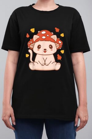 Cute Kawaii Toadstool Cat - Aesthetic Mushroom Kitten Women T-Shirt