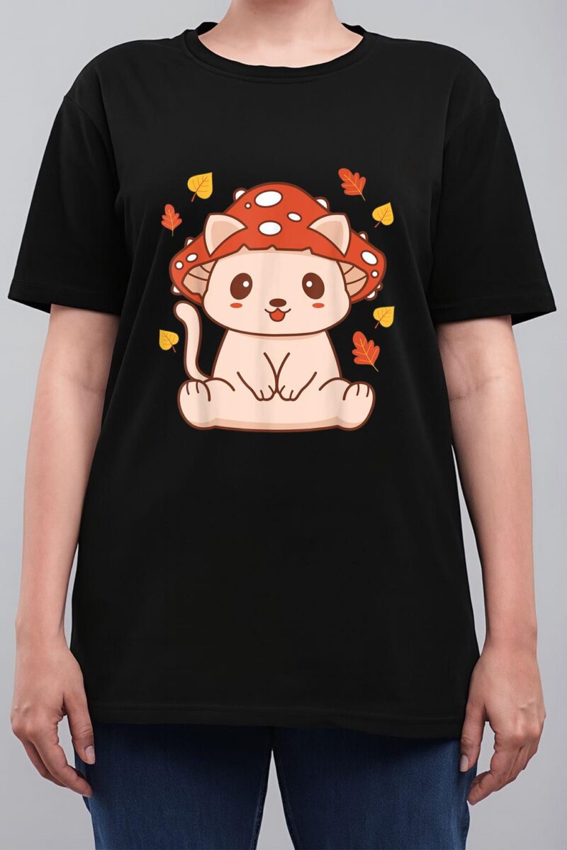 Cute Kawaii Toadstool Cat - Aesthetic Mushroom Kitten Women T-Shirt