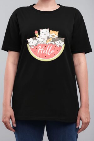 Cute Kitten In Watermelon Cute Cat Family Cat Motif Women T-Shirt