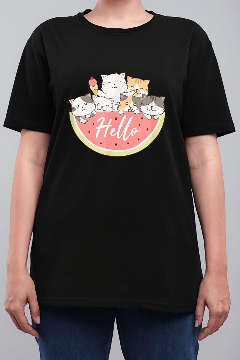 Cute Kitten In Watermelon Cute Cat Family Cat Motif Women T-Shirt