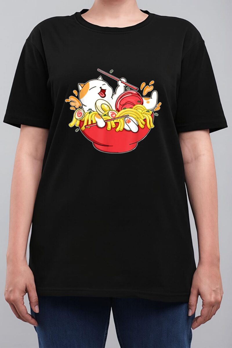 Cute Ramen and Cats Funny Anime Noodle Japanese Gift Girls Women T-Shirt