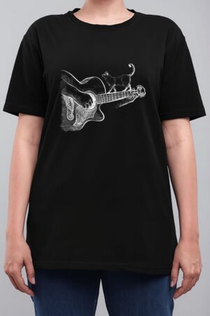 Cute Siamese Cat Guitar Player Women T-Shirt