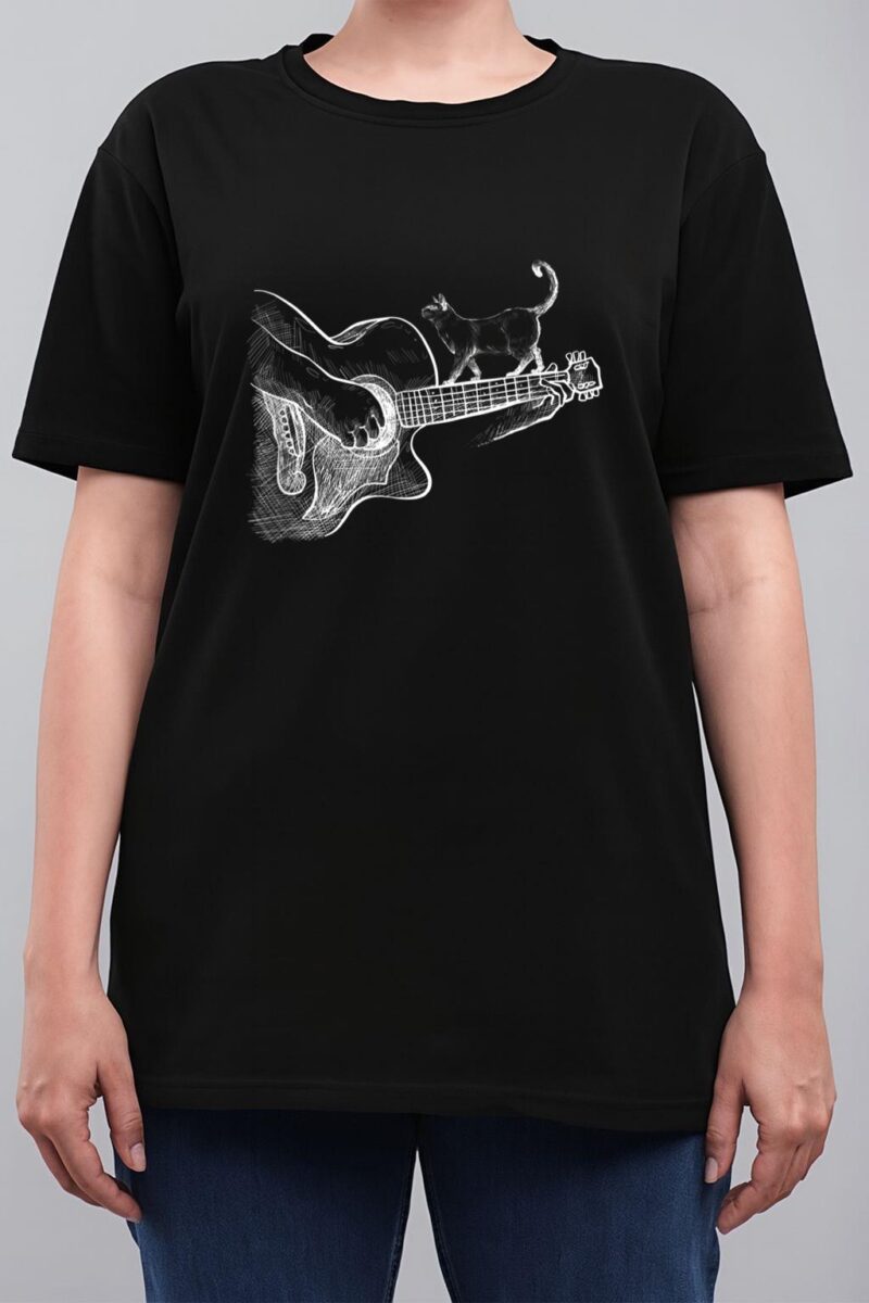 Cute Siamese Cat Guitar Player Women T-Shirt