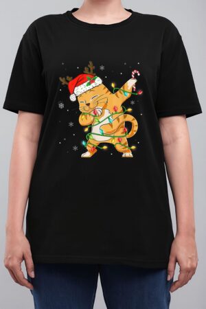 Dabbing Cat Santa Christmas Kids Boys Girls Catmas Xmas Women T-Shirt