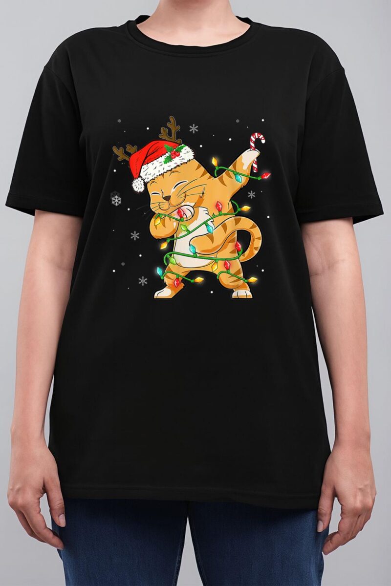 Dabbing Cat Santa Christmas Kids Boys Girls Catmas Xmas Women T-Shirt