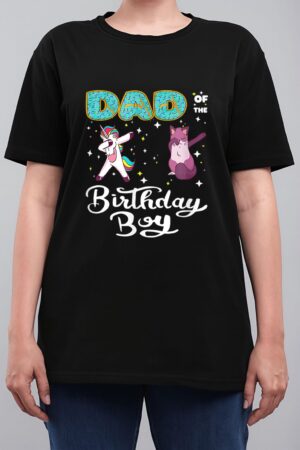 Dad Of He Birthday Boy Donut Dabbing Unicorn Kitten Cat Women T-Shirt