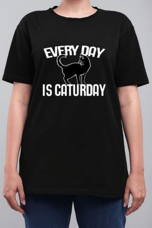 Every Day is Caturday black cat art cat people Premium Women T-Shirt