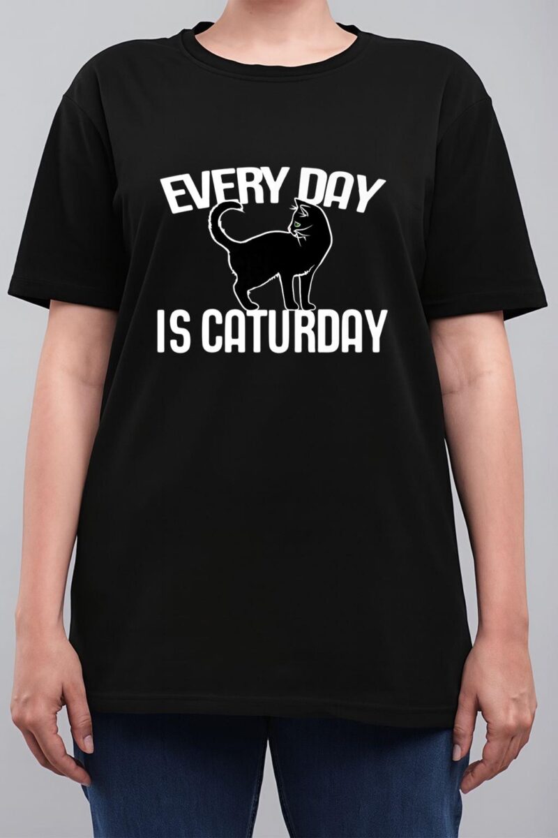 Every Day is Caturday black cat art cat people Premium Women T-Shirt