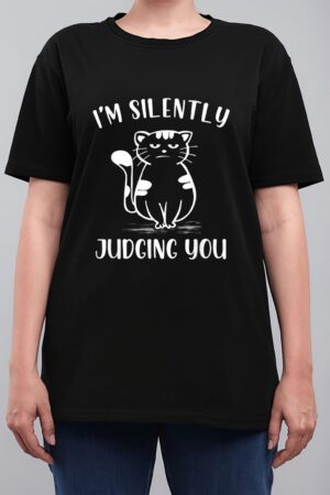 Funny Black Cat I'm Silently Judging You Retro Women T-Shirt