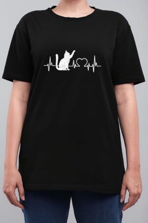 Funny Cat  for Women - Meowy Cute Cat Lover Heartbeat Women T-Shirt