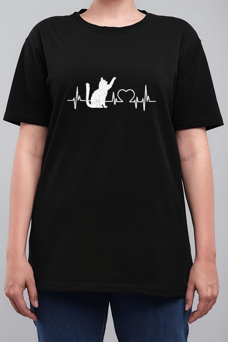 Funny Cat  for Women - Meowy Cute Cat Lover Heartbeat Women T-Shirt