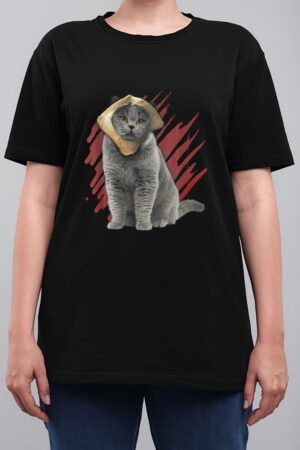 Funny Cat Apparel Cat With Slice Of Bread On Face Cat Lovers Women T-Shirt