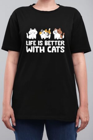 Funny Cat Lover Cute Kittens Life Is Better With Cats Women T-Shirt