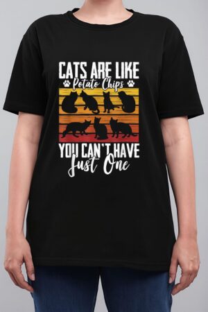 Funny Cat Owners Cat Lovers Cats Are Like Potato Chips Women T-Shirt