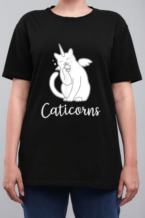 Funny Caticorn  Cat Unicorn Meow Kitty Funny Black Cat Women T-Shirt