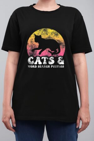 Funny Cats Word Search Puzzles Vintage Retro Hobby Women T-Shirt